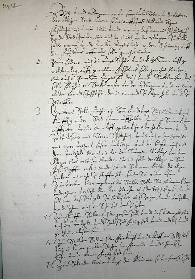 Bauernkrieg 1653: Forderungen von Stadt und Amt Willisau an die städtische Obrigkeit, 21. Februar 1653 - Seite 1